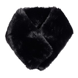 Magnet Faux Fur Tippet Women's Scarf, Thick Furry Neck Wrap, Cold Protection, Warm & Soft Faux Fur Neck Warmer, Stylish Faux Fur Collar Scarf for Women, Easy to Wear, Autumn/Winter Snood (Black)