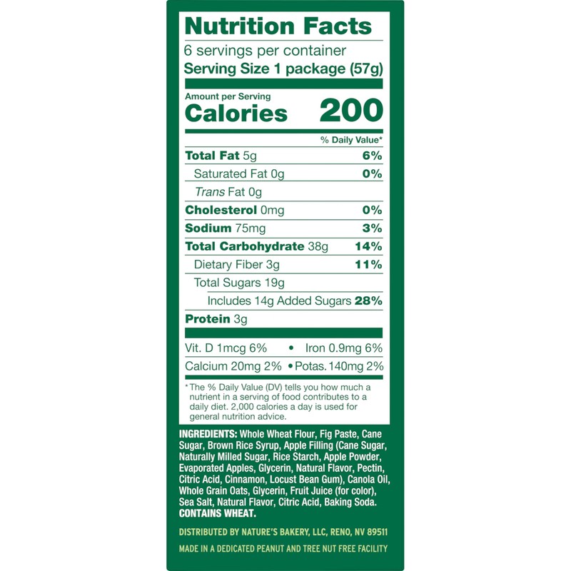 Nature's Bakery Fig Bars, Apple Cinnamon, 2 Oz, 6 Ct