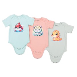 Premium 3-Pack 100% Organic Cotton Baby Bodysuits – Unisex Essentials for Toddlers, Newborns, Infants & Children (Multicolor, 3-6 Months)