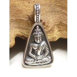 Silver Buddha Pendant - Protection Symbol - Unisex, Sterling Silver