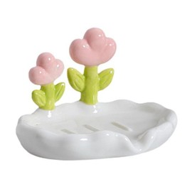 Self Draining Soap Dish,Cute Flower Self Draining Soap Holder, Compact Shower Soap Holder, Household Soap Drain Washing Holder for Bathroom Toilet Shower Kitchen