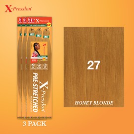 Sensationnel Xpression prestretched braiding hair - 3x xpression 58inch kanekalon fiber flame retardant smooth yaki braid - 3x x-pression 58 inch (3 pack, 27 HONEYBLONDE)