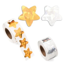 1000Pcs Silver Incentive Stickers Glitter Star Stickers for Classroom 2 Rolls Gold Star Stickers for Reward 1 Inch Sparkly Stickers for Teens Adults Holographic Stickers Pack Classroom Supplies
