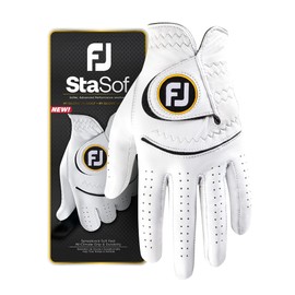 FootJoy StaSof Men's Golf Glove, Pearl/Black, XL
