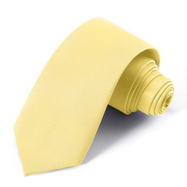 UETLRO Black Ties For Men Solid Pure Color Formal Neckties 3.15" (8CM) Men's Tie for Business and Wedding with Gift Box, Light Yellow, Medium