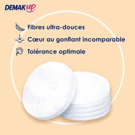 Demak'Up Sensitive Cotton Pads for Face and Eyes 100% Natural Cotton Fibres Pack of 93