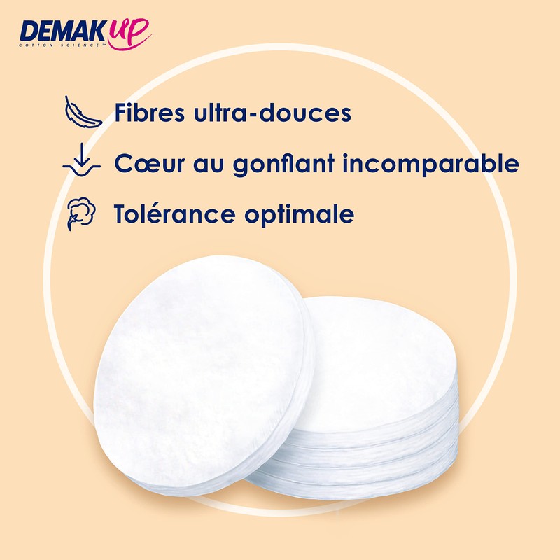 Demak'Up Sensitive Cotton Pads for Face and Eyes 100% Natural