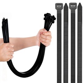 100 Pack 23 inch Extra Long Zip Ties, UV Resistant 200LBS Heavy Duty Professional Self-Locking Black Plastic Large Zip Ties for Cable Straps, Cable Management, Cord Organizer, Indoor and Outdoor