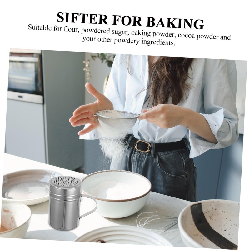 SHOWERORO 127Holes Stainless Steel Powdered Sugar Shaker with Comfortable Handle