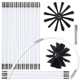 HOKLNUSE Dryer Vent Cleaner Kit Chimney Sweep Cleaning Tools Pellet Stove Cleaner Kit Air Dryer Duct Fireplace Brushes for Easy Lint Cleaning with 4" and 6" Brush Heads (Medium Duty, 30Feet)