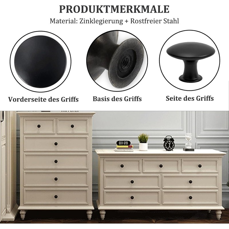 Misuyue Tiradores para muebles (30 mm, 10 unidades), color negro