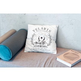 OFlich Velaris The City of Starlight - The Night Court Fantasy Aesthetic Pillow Covers 18x18 - Book Lovers Gifts, Court of Thorns and Roses Gifts, Gifts for Book Lovers, Bookish Decor (White-1)