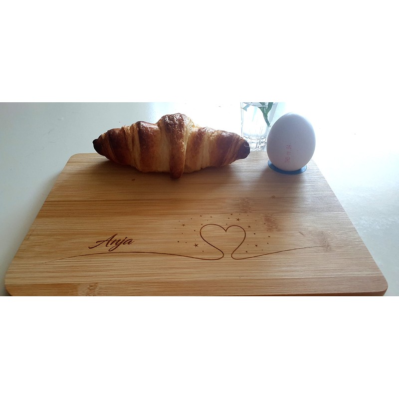 Breakfast Board with Desired Text Bamboo with Prefabricated Motifs (Rahmen5)