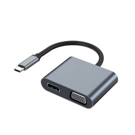 JESWO Adaptador USB C a HDMI y VGA 4 en 1, USB C a VGA 4 en 1 con HDMI 4K, VGA 1080P, USB 3.0 y PD 100W para Todos Los Dispositivos con Una Interfaz Type-C Completa