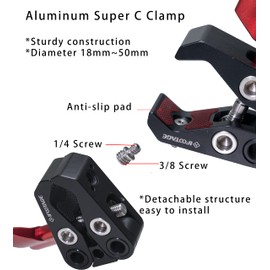 IFOOTAGE Spider Crab Super Clamp,Monitor Clamp with 1/4'' & 3/8'' Screw,Suitable for Support Magic Arm SA-32/LT2-3.5/LT4-5.5/MA3-4/MA5-6,Easy to Turn,Locking Control Nut,Rubber Mat