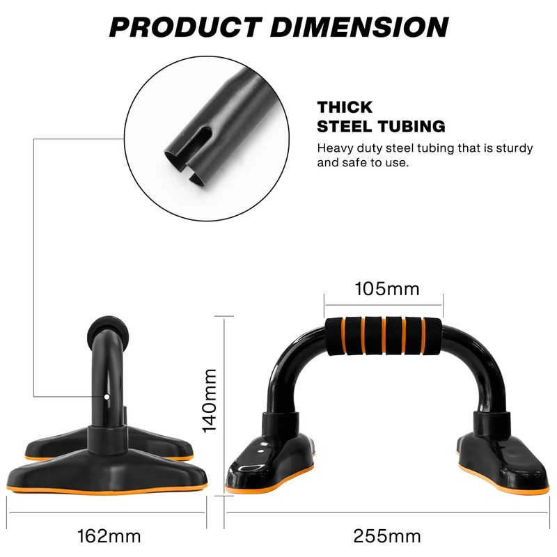 Meteor Essential Push Up Bars - Non-Slip Foam Grip Handles