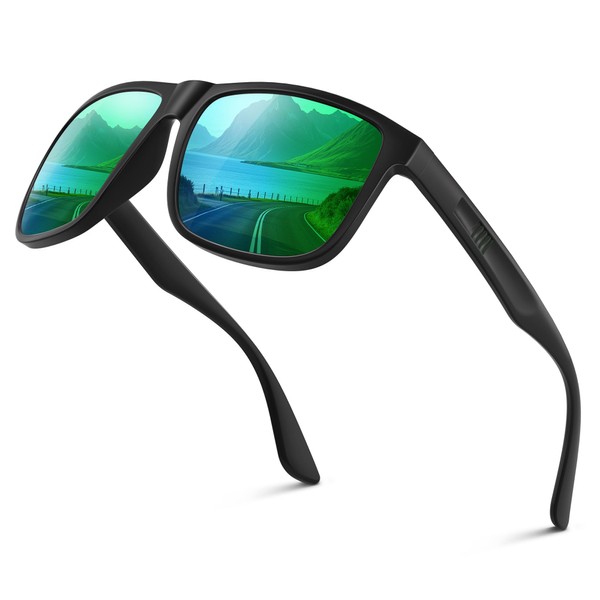 Wrimen-Sunglasses-mens-womens-polarised-UV400-Protection-Classic-Retro-Sun Glasses-Rectangular-Unisex-Anti Glare-Ultralight-Shades-Sports Sunglasses-for-Driving-Running-Fishing-Green