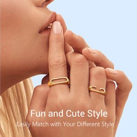 Adjustable E Initial Finger Knuckle Rings for Women Silver Small Letter Gold Ring