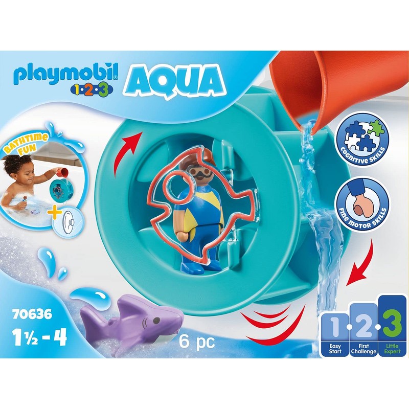Playmobil 70636 1.2.3 Rueda de Agua con bebé tiburón