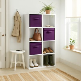 ShellKingdom Storage Bins, Foldable Fabric Storage Cubes with Lid, Clothes Storage Organizer Drawer For Closet Toys Storage, 10.5 X 10.5 X 11 INCH, 2 Pack (Purple)