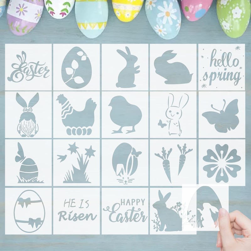 CIEMODA 4 * 4 Inch Easter Stencils Set,Easter Stencils for