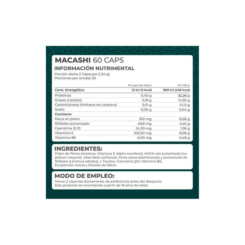 Macashi Maca y Shiitake 60 Cápsulas Pronat