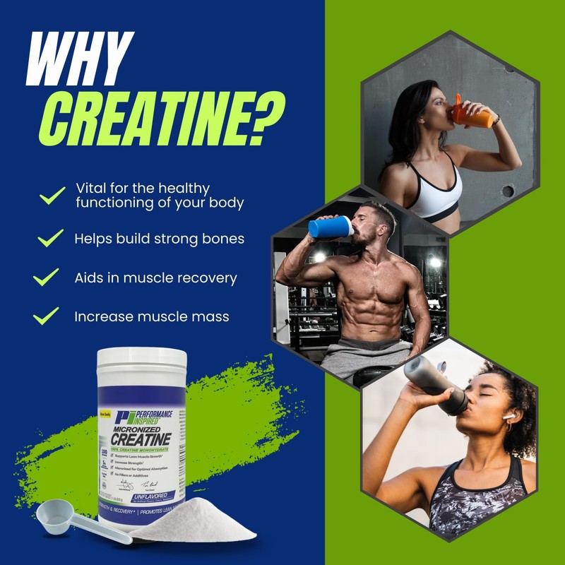 Performance Inspired Nutrition Micronized Creatine Monohydrate – 100% Pure, Unflavored,