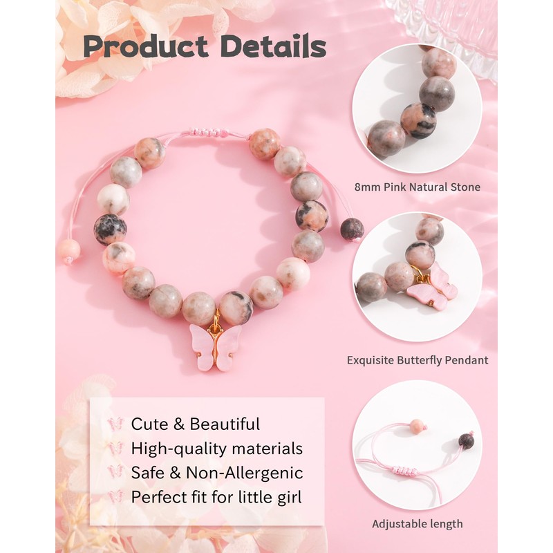 CheersLife 7th Birthday Gifts for Girls, Butterfly Charm Bracelet Birthday