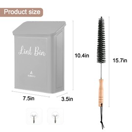 SUBEKYU Metal Magnetic Lint Bin for Laundry Room, Wall Mounted Lint Box Holder with Lid for Dryer,Light Grey