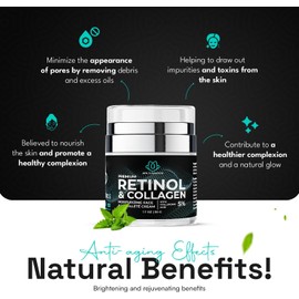 Crema de retinol para rostro y cuello, crema hidratante con colágeno, crema de día y de noche para mujeres y hombres, antienvejecimiento,