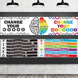 Growth Mindset Posters Motivational Classroom BannerÂ Positive Sayings Classroom Banner Decorations Bulletin Board and Wall Decor for Elementary and Middle School Classroom Playroom Bedroom