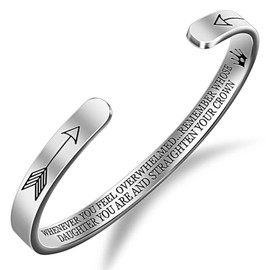 Gleamart Straighten Your Crown Inspirational Bracelet Stainless Steel Engraved Gifts for Daughter