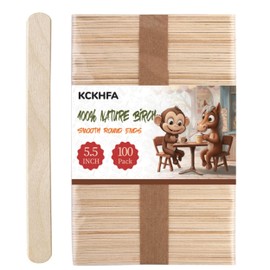 KCKHFA Popsicle Sticks, 100 PCS 5.5"x0.4" Wooden Sticks for Crafts, Waxing, coffee, Ice Cream, and Tongue Depressor
