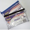 HELIX CLEAR EXAM PENCIL CASE ASSORTED COLOURED ZIPS TRANSPARENT 203