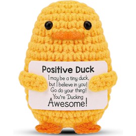 CAREOR Positive Duck, Mini Knitted Duck Positive Duck Crochet Animals Emotional Support Inspirational Motivational Encouragement Gift Party Decoration