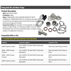 Timing Belt Kit and Water Pump - Compatible with 2000-2004 Toyota Tundra 3.4L V6