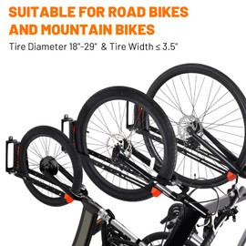SAMRELAX Swivel Bike Rack Wall Mount, 2 PCS Bike Hanger Wall Mount, Vertical Bike Rack, Sturdy Bike Storage Hook, No Heavy Lifting Required Indoor Hanging Bike Organizr