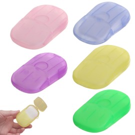 Soap Sheets Soap Paper Soap Sheets for On the Go, 5 Boxes/100 Soap Sheets for On the Go, Mini Soap, Paper Soap with Plastic Box, Portable Travel Soap for Travel Camping - 20 Pieces Each Box