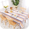 Deconovo Striped Wipe Clean Table Cloth Water Resistant Fabric Tablecloth