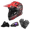 OUMURS Adult Dirt Bike Helmet ATV Helmet with Goggles Gloves
