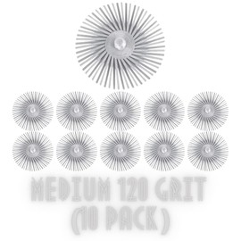 Dedeco Sunburst Radial Bristle Discs 10-Pack - 3" Angled E-Z Loc - White 120 Grit (Medium) - Aluminum Oxide for Polishing & Finishing