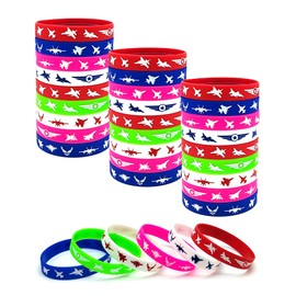 OriniPlay 36PCS Fighter Party Rubber Bracelets, Military Airplane Game Aircraft Plane Party Birthday Party Supplies Decorations Goodie Bag Favors Inspirational Silicone Wristbands