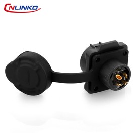 CNLINKO LP-12 Industrial Waterproof Connector IP68 Round Connector Quick Release Aviation Plug PBT Housing Plug Aviation Connector M12 2-8 Pin Flange Socket (4 Pin)