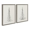 Kate and Laurel Sylvie Minimalist Evergreen Trees Sketch Framed Canvas