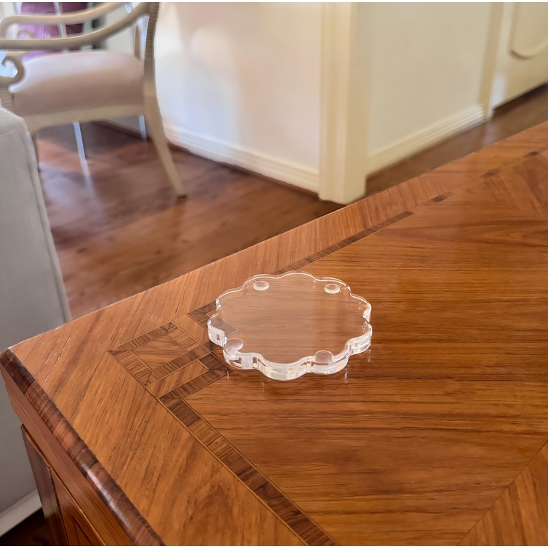 GRAHAM DESIGN Scalloped Acrylic Drink Coaster Set 4‑Pack with Circular