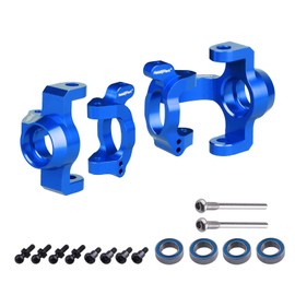 Hobbypark Aluminum Caster Blocks (c-hubs) & Steering Block Front Knuckles for Traxxas 1/18 LaTrax Teton Desert Prerunner Rally, Replace Parts 7532 (Navy Blue)
