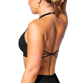 Navneet Brasier Deportivo Mujer Brasier Espalda Descubierta Sujetador Deportivo Tank Top Mujer Deportivo con Copas Acolchadas extraíbles Top Deportivo Negro, M