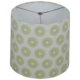 FenchelShades.com Lampshade 12" Top Diameter x 13" Bottom Diameter x 12" Slant Height with Washer (Spider) Attachment for Lamps with a Harp (Green Circle Pattern)