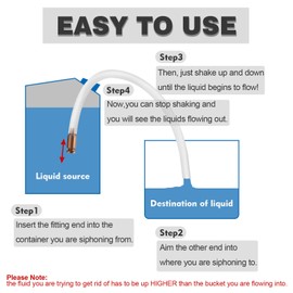 TTFLEX Gas Siphon Hose Pump, Shaker Siphon for Gasoline/Fuel/Water Transfer, Self Priming Pump - 1/2" Valve Siphon Pump 10FT