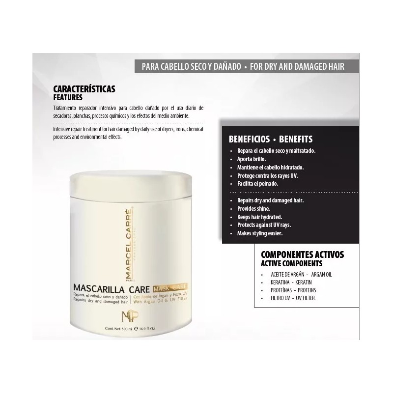 Marcel Carré Mascarilla Care Marcel Carré 500g. Argán Y Keratina